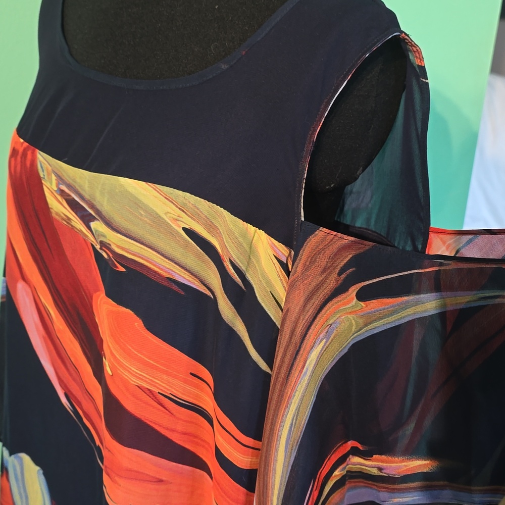 Robbie Bee Multicolor Abstract Midi Dress, size 18 NWT - Picture 3 of 9